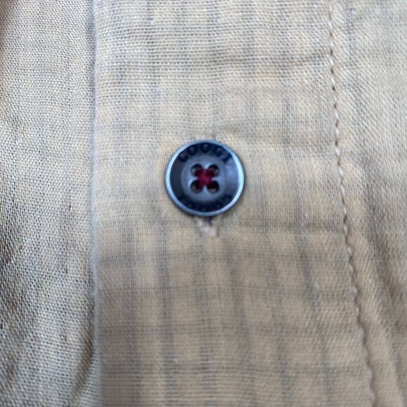 Coogi Mens Beige Long-Sleeve Button-Up Shirt 4XL 100% Cotton Casual Checked - Picture 12 of 13